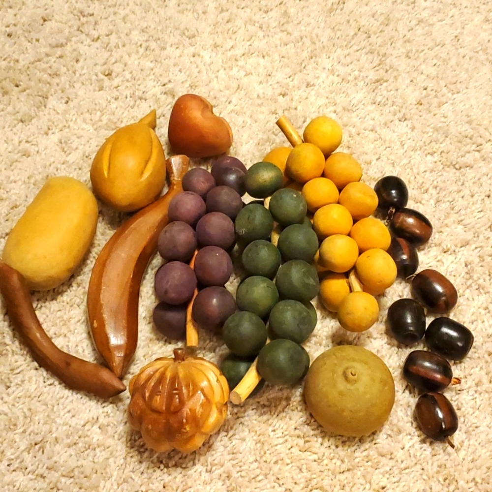 Vtg.  Mid-century wooden fruit